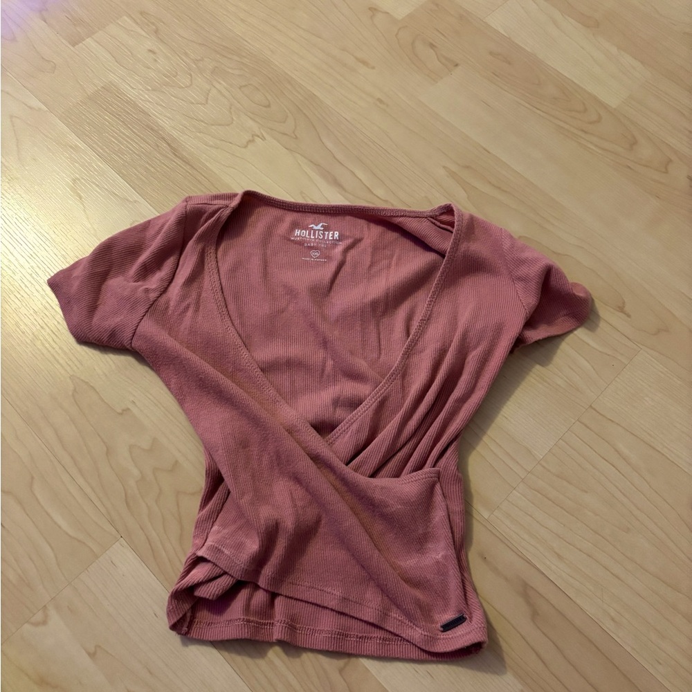 Hollister Women's Pink Wrap Top
